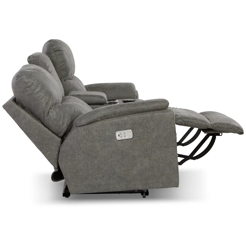 Trouper Power Reclining Loveseat w/ Headrest, Lumbar & Console