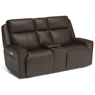 Barnett Power Reclining Loveseat with Console and Power Headrests and Lumbar