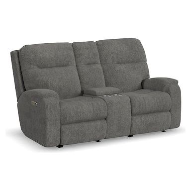 Penn Power Reclining Loveseat with Console and Power Headrests and Lumbar