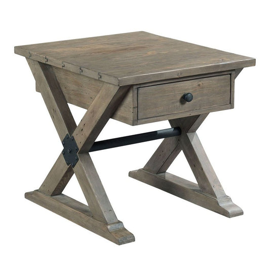 Trestle Drawer End Table