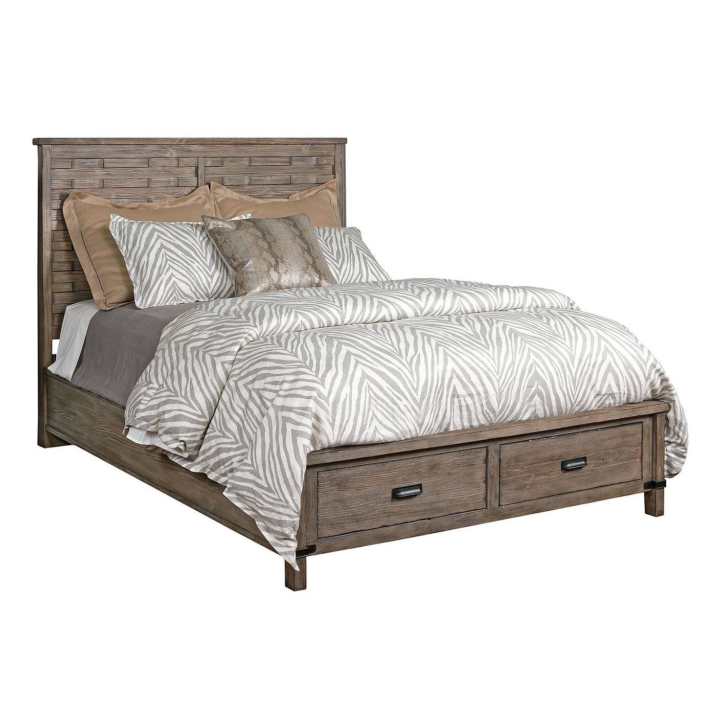 Panel King Bed with Storage Footboard