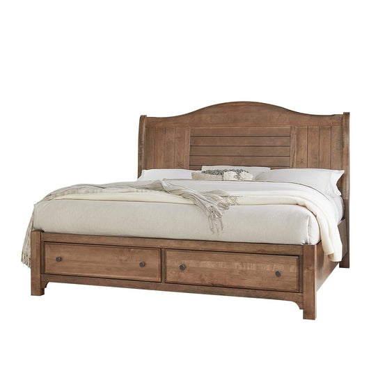 Cool Farmhouse Queen Sleigh Bed W/ Storage Footboard