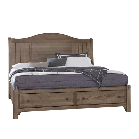 Cool Farmhouse Queen Sleigh Bed W/ Storage Footboard