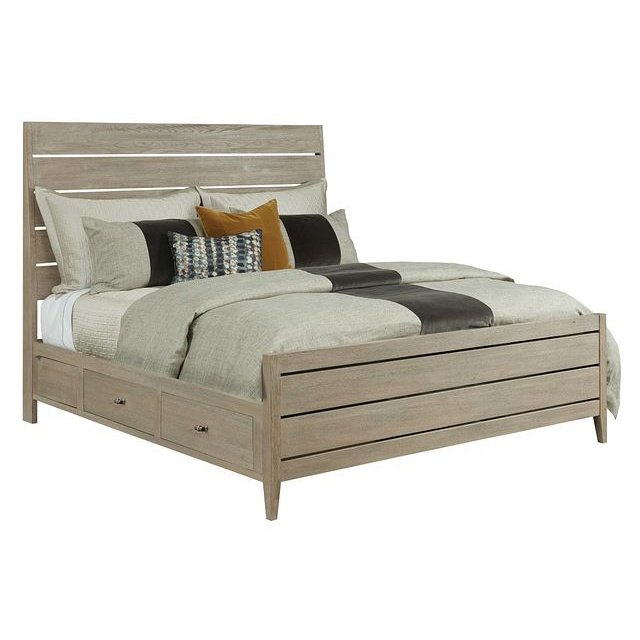 Incline King Oak High Bed with Storage Rails